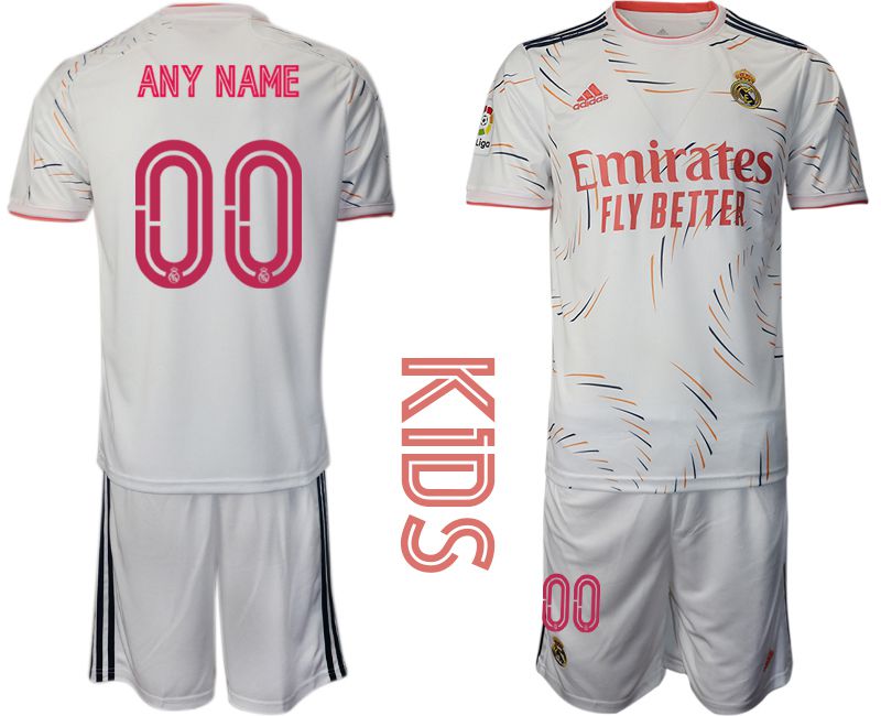 Youth 2021-2022 Club Real Madrid home white customized Adidas Soccer Jersey->real madrid jersey->Soccer Club Jersey